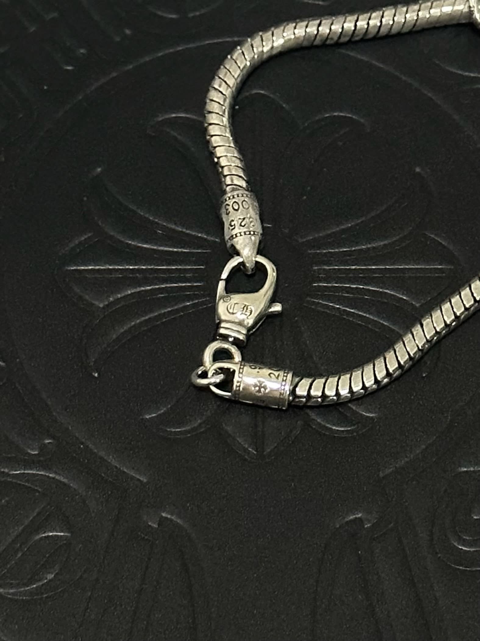 Chrome Hearts Silver Cross Charm Bracelet